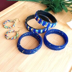 5PC Beautiful Kenyan Beaded Bracelet Set